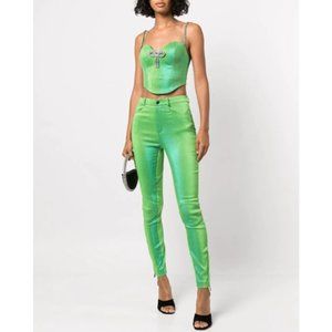 NWT AREA Metallic Moto Knee Zip Hem Ankle Leggings Jeans size 2